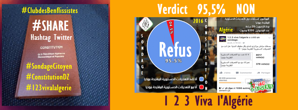 GuerfiAmane's tweet photo. #Algérie #Constitution 
#SondageCitoyen #ConstitutionDZ 
#Verdict du #peuple #NON
#Share
 #123vivalalgerie 
#CB https://t.co/gLR5nxLwEy