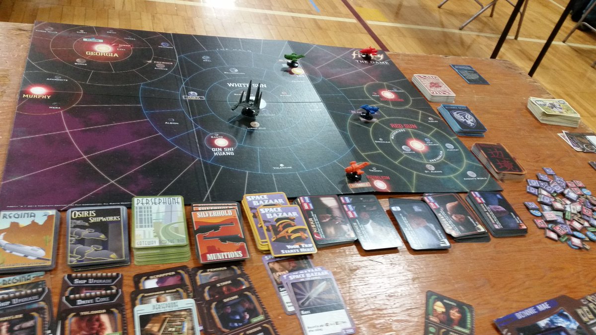blerdwords's tweet photo. Playing #Firefly board game for the 1st time at #Flintcon Awesomed @NathanFillion https://t.co/uXCbWkVkDe