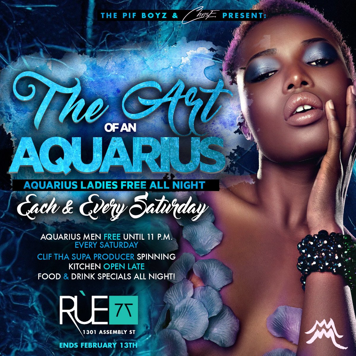 CLIF_GOT_BEATZ's tweet photo. #Rue77 T O N I G H T! Yours truly providing the soundtrack! All Aquarius ladies FREE all night! Pull up! https://t.co/gkSFa3nQIX