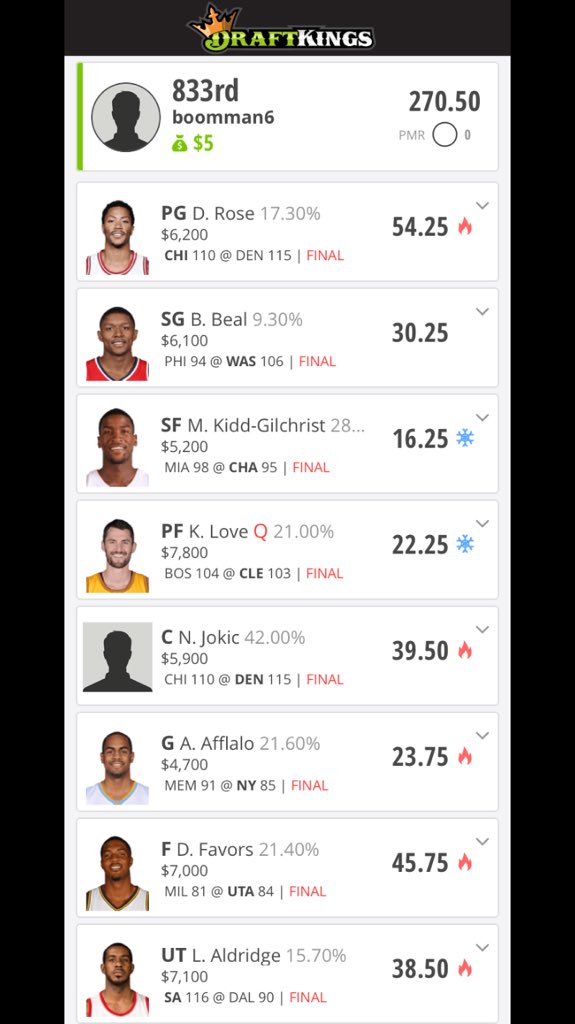 DFSBoomMan's tweet image. Some more cashing last night