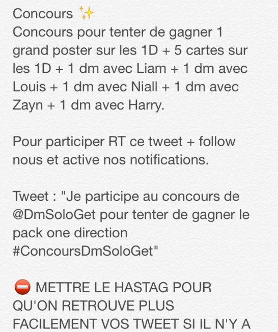 KrystelOuellet's tweet image. Je participe au concours de @DmSoloGet pour tenter de gagner le pack one direction #ConcoursDmSoloGet