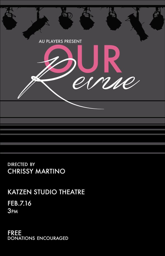 auplayers's tweet photo. Come and see Our Revue tomorrow at 3pm in the Katzen studio theatre! https://t.co/DvgUI03hxh