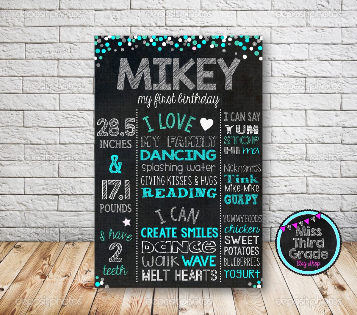 bmarsh930's tweet photo. Teal & Silver Glitter Digital Chalkboard Poster https://t.co/KtpjQu0Wvo #MsThirdGrade #BirthdayPoster https://t.co/tl9GK4HdGr