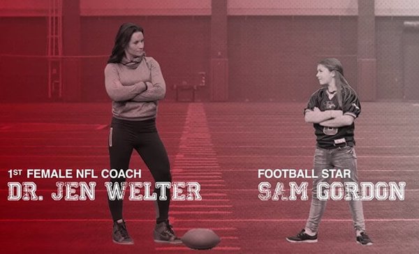 theDUNK360's tweet photo. Break barriers with @Sam_Gordon6 and the @NFL's first female coach @jwelter47. #JENvsSAM #ad https://t.co/czt7NzXmkT https://t.co/jxRzDNFsLl