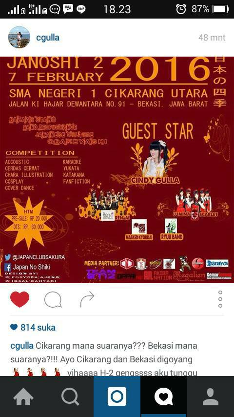 Iwifz's tweet photo. Ayo pada dateng ^^ htm 30k jangan sampe nyesel ga dateng lohh @C_GFans  @Cindygulla0  @CindyGulla_IDN  @CindyVers48 https://t.co/nvEJWY2COC