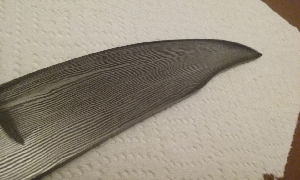 HEAPofJEEP's tweet photo. Latest Project.  Damascus knife made from Scrap Jeep parts and High Carbon Steel. https://t.co/fuDfYw8DKX