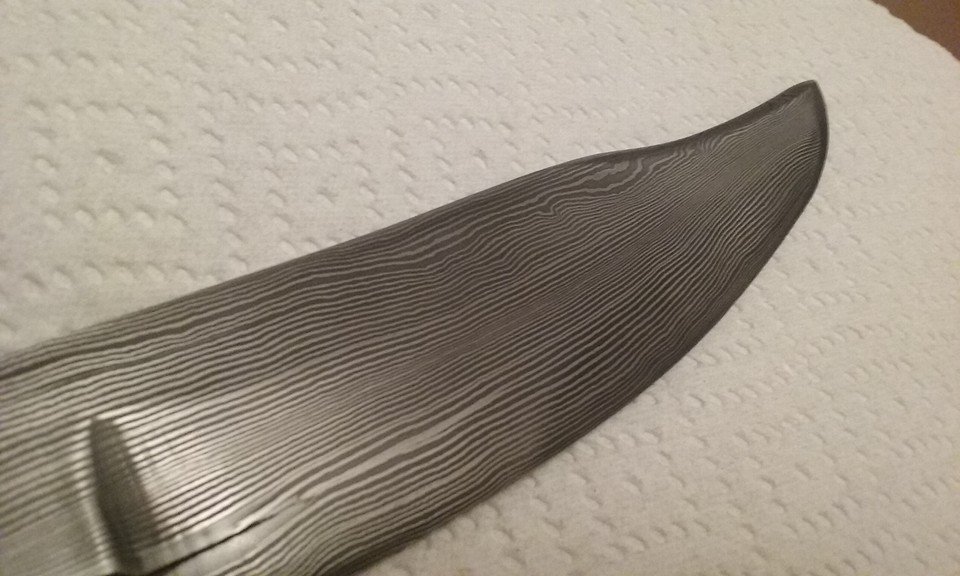 HEAPofJEEP's tweet photo. Latest Project.  Damascus knife made from Scrap Jeep parts and High Carbon Steel. https://t.co/fuDfYw8DKX