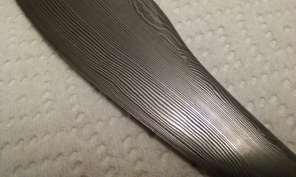 HEAPofJEEP's tweet photo. Latest Project.  Damascus knife made from Scrap Jeep parts and High Carbon Steel. https://t.co/fuDfYw8DKX