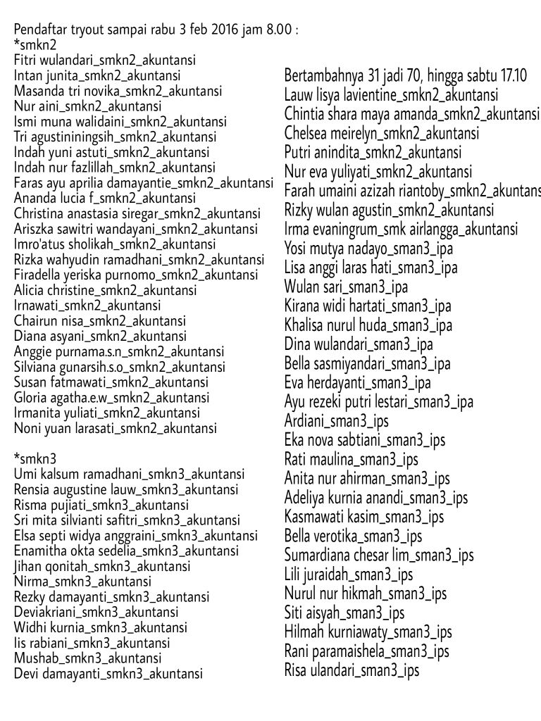 70 peserta try out yg sudah terdaftar. Segera daftarkan nama dan asal sekolah kalian.
