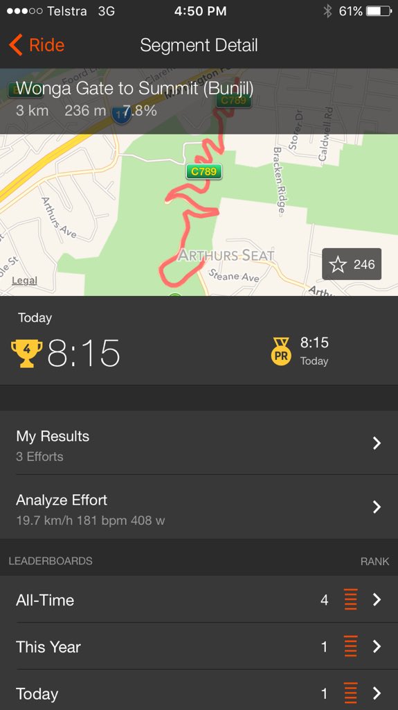 AnthonyGiacoppo's tweet photo. This is my time/power from the last ascent of Arthur's Seat. @StevoPriceo not far off, @RobbieHucker was #justfaster https://t.co/OiarisVInP