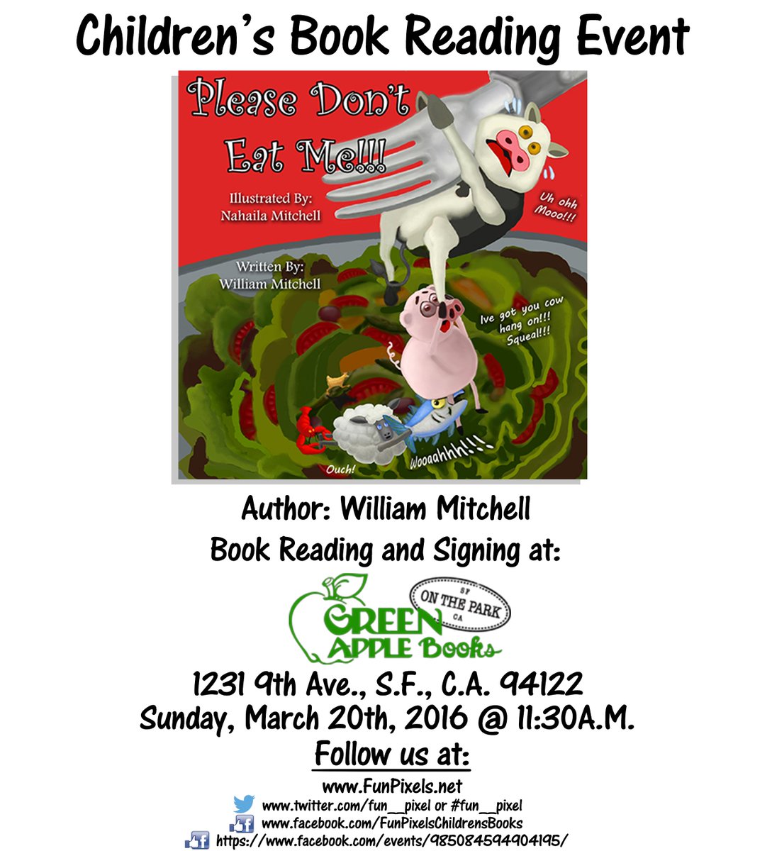 Fun__Pixel's tweet image. Come and join us time at Green Apple Books On The Park for a free book reading event.@gabsunset . 1231 9th Ave.