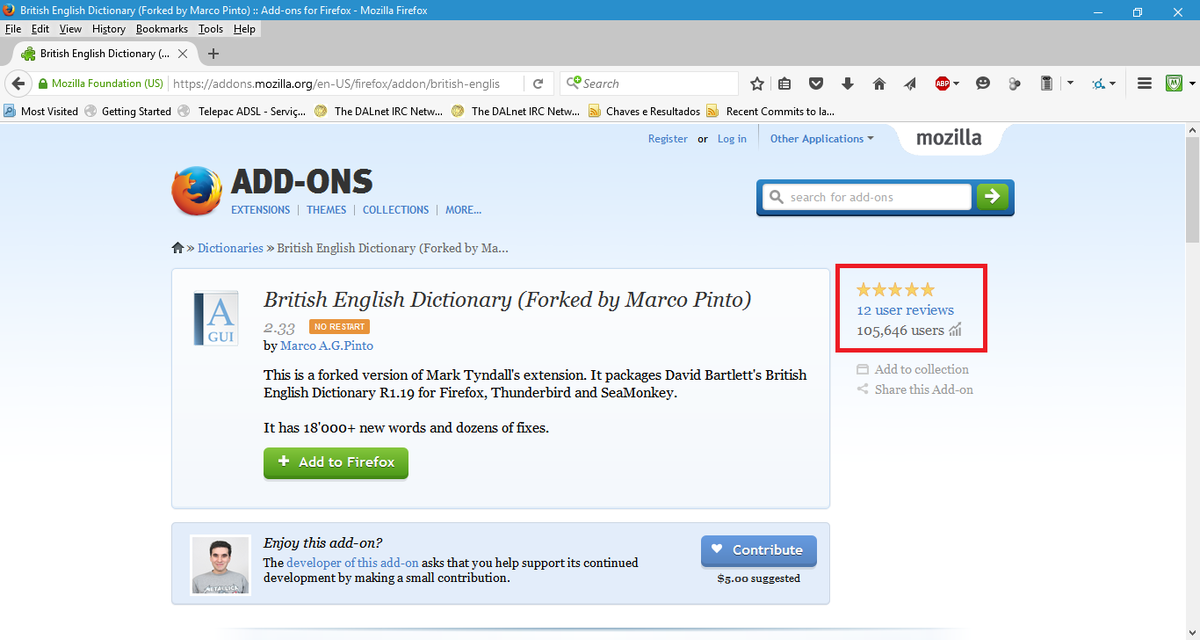 Another record of my British speller. 105K users