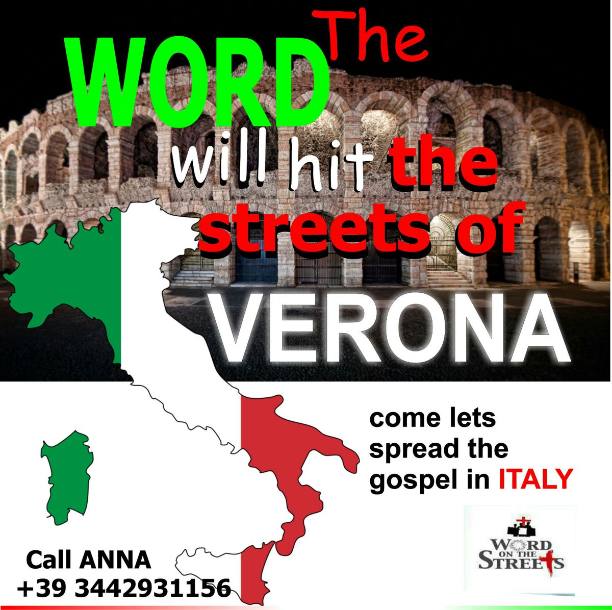 Wotsgospel's tweet photo. If you find yourself in Italy- Verona, join Word On The Streets Spread The Gospel. #WOTS #StreetPreachers @kow329282 https://t.co/b5C7RTERRd