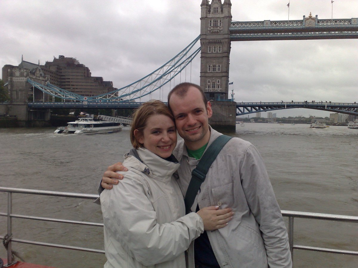AitchNic's tweet photo. #DebsFirstPhoto taken in 2008 on the Greenwich Ferry. Now very happily married! https://t.co/iWlq3tcwAf