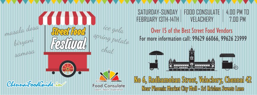 CopySankara's tweet photo. #StreetFoodFestival @ChennaiFoodGuid 13th n 14th Feb 2016. Celebrate ur Valentine's day in #FoodConsulate https://t.co/RToO8125KU