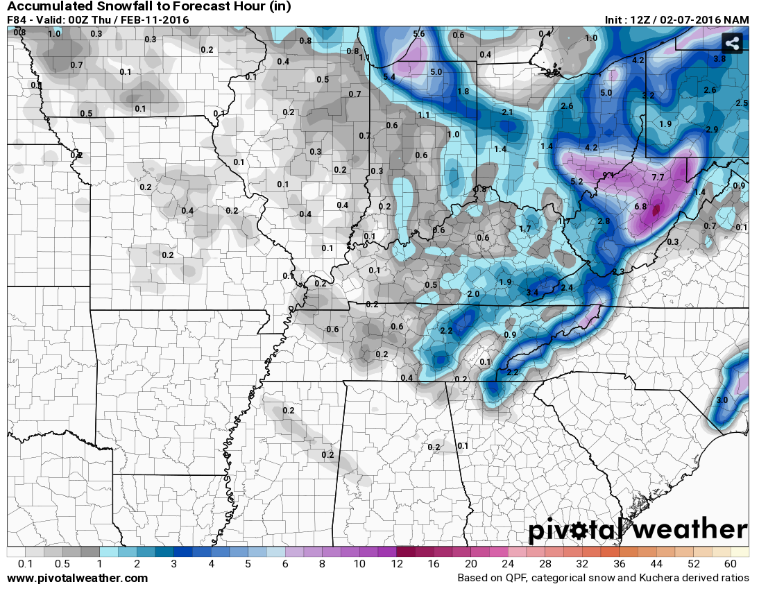 Tanner69046YT's tweet photo. Nam and GFS are having a battle right now for the total snow accumulations through Wednesday. 84hr gfs vs 84 nam https://t.co/Fi28Hfnnzb