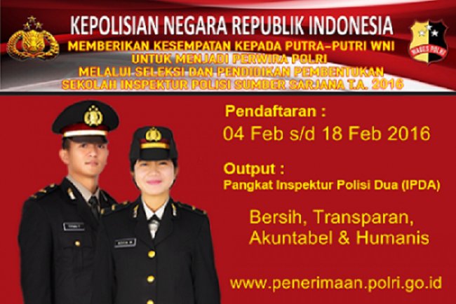 Telah Dibuka Penerimaan Sekolah Inspektur Polisi Sumber Sarjana  T.A 2016 tribratanews.com/telah-dibuka-p…
