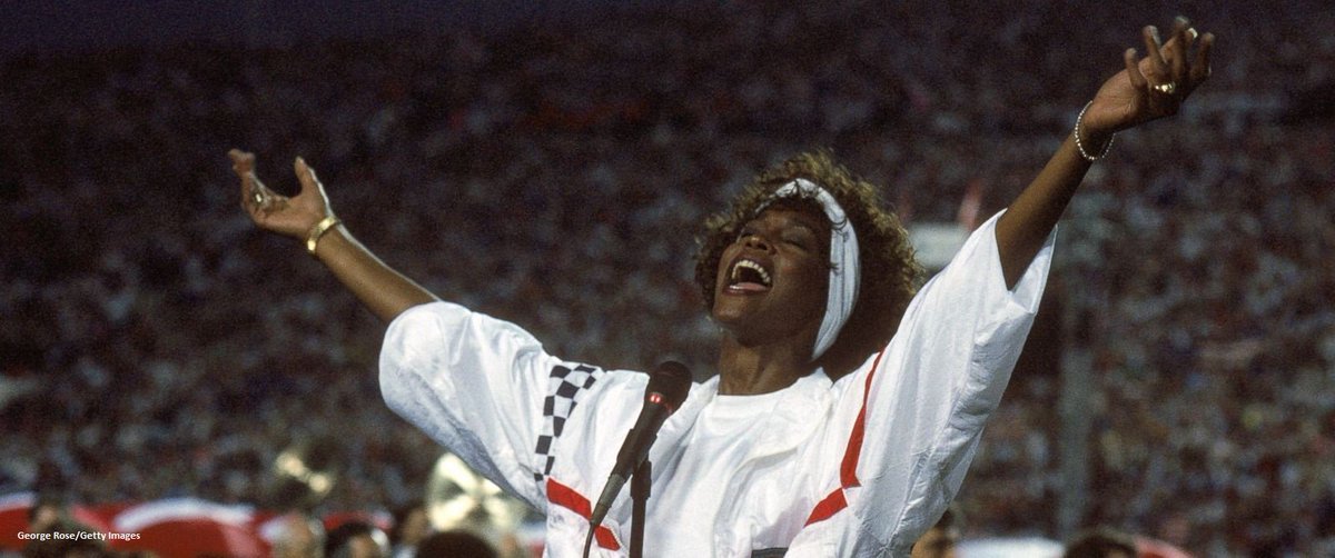 ABC's tweet photo. Whitney Houston was 27 when she sang "The Star-Spangled Banner" at Super Bowl XXV: https://t.co/HmhszDLqHN https://t.co/PX3e5qgJnq