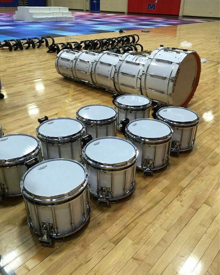 Tates_Creek's tweet photo. New heads, new color. Thanks @ON2Percussion for the new wraps! @dynastyband #remo #tcie16 #stepup #wgi2016 #mepaohio https://t.co/0wfEGMy3qN