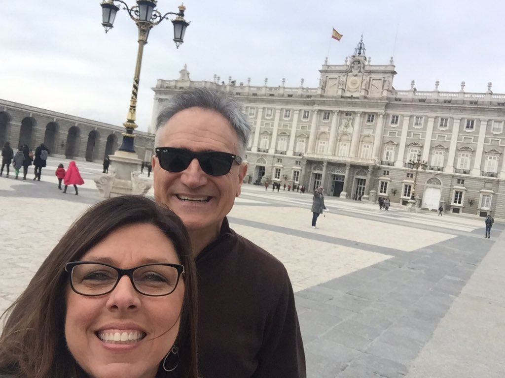 GoStudentTours's tweet image. It's our first tweet! So here's a picture of Lisa &amp;amp; Mark, tour directing a youth orchestra in Spain!