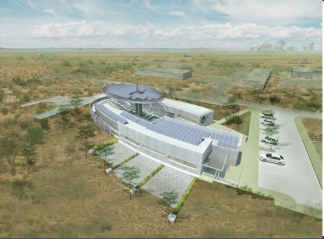 IDF's tweet image. Bye-Bye #Carbon. The IAF is building the first net-zero #green building on Nevatim Air Base