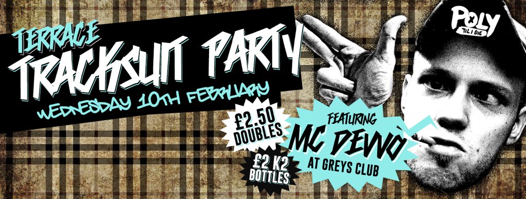 Can't wait to have the <a href="/TheRealDevvo/">MC Devvo</a> at greys club this Wednesday :)