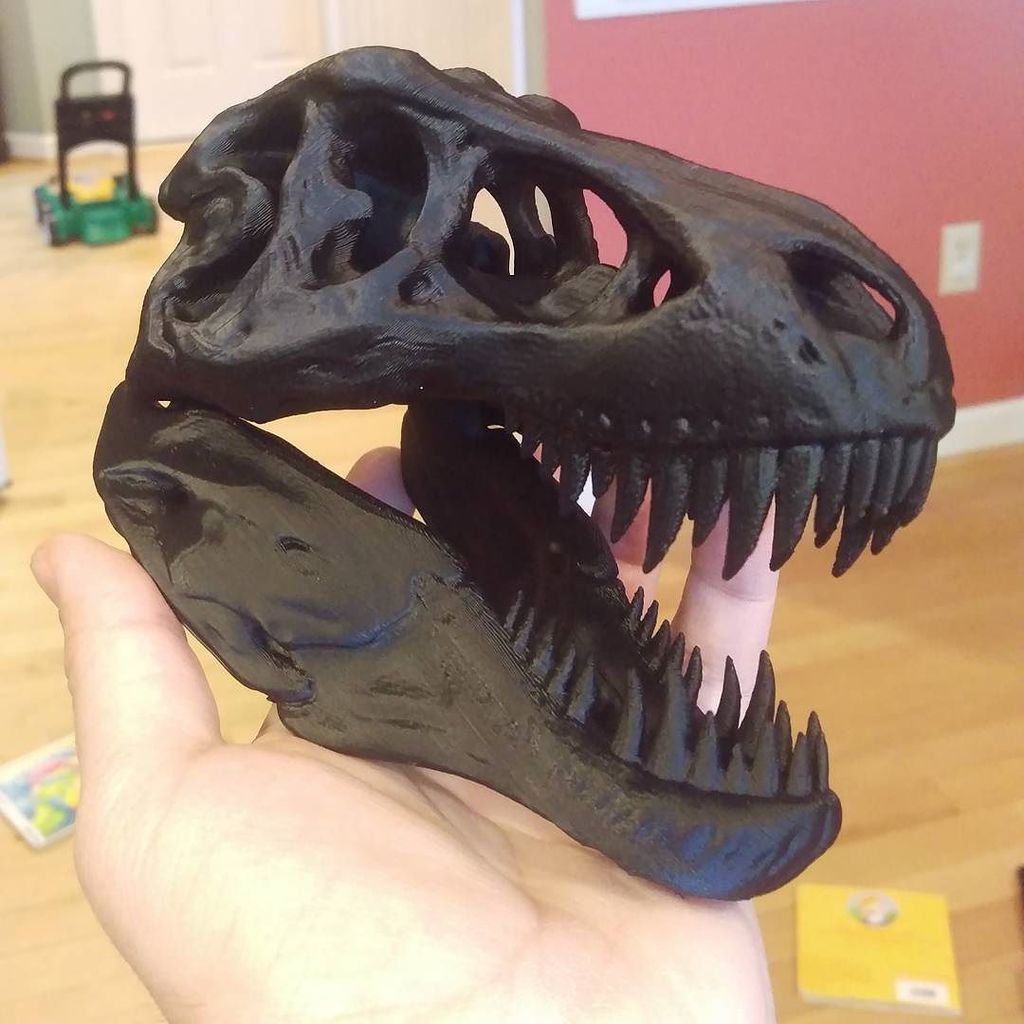 Geeksmithing's tweet photo. Anyone need a 3D printed T-Rex skull? :) #3dprinter #3Dprinting #lulzbot3D #taz5 https://t.co/TtFM90ZoUJ