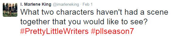 PLLonMax's tweet photo. Have you answered @imarleneking’s question, #PLLArmy?! #PrettyLittleLiars https://t.co/dDNFkJqu0A