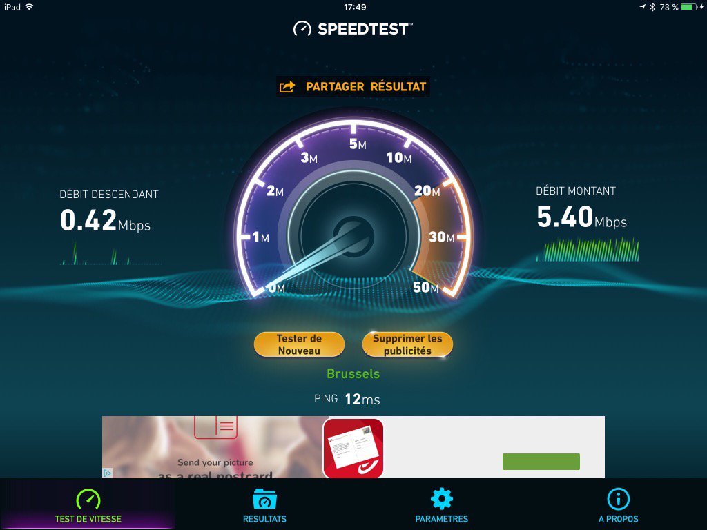 dlheureux78's tweet photo. @proximus @badservice_be pour une ligne à presque 100 mbps par cable. La vitesse wifi est plus que ridicule ! #bbox3 https://t.co/OqHVYyhdxi