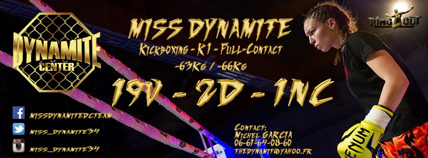 miss_dynamite34's tweet photo. Nouvelle bannière #Facebook!
Je la trouve assez sympa!
RT si vous aussi!
#dynamitecenter #kick #boxing #MMA #sports https://t.co/16vNJz1kgN
