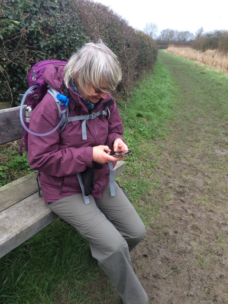She never stops...texting the milk order for @The Good Grub Company on our Sunday walk!