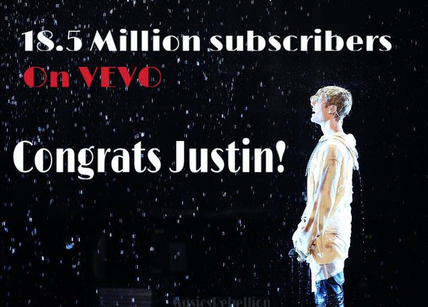 AllPopMusicCrew's tweet photo. With over 18.5 million subscribers Justin Bieber has become the most subscribed solo artist on VEVO. https://t.co/nif81x8NJX