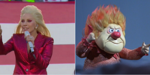 BuzzFeed's tweet photo. 15 things Lady Gaga looked like during the National Anthem https://t.co/NJiHhU19AZ https://t.co/nRxhzvzg6I