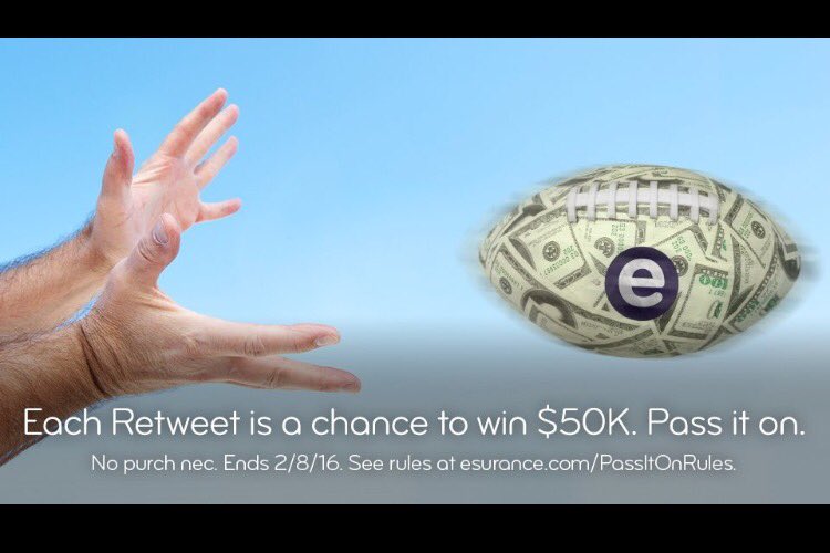 StephanieArduo's tweet photo. Follow @esurance and Rt #EsuranceSweepstakes pass it on ❤️🏈 https://t.co/Byk983uLXW