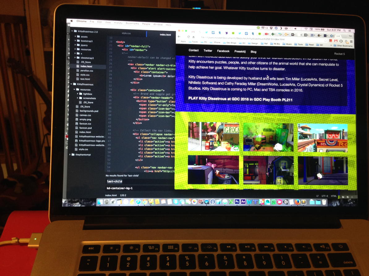 rocket5tim's tweet photo. Working on the new #kittydisastrous site. Just putting on the finishing touches. #webdev https://t.co/Hyy7UYHIuB
