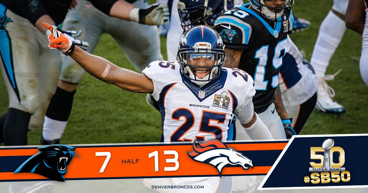 Broncos's tweet photo. We’re on top through two.

#BeatThePanthers https://t.co/ksUdWGoWLc