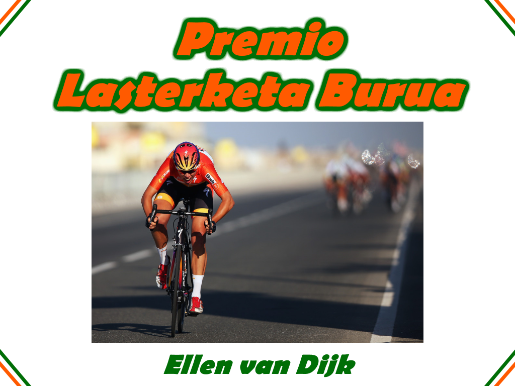 LasterketaBurua's tweet photo. Il #PremioLasterketaBurua a Ellen van Dijk, protagonista nelle due giornate ventose del #LTOQ2016. https://t.co/1ZbfmsXQ8v
