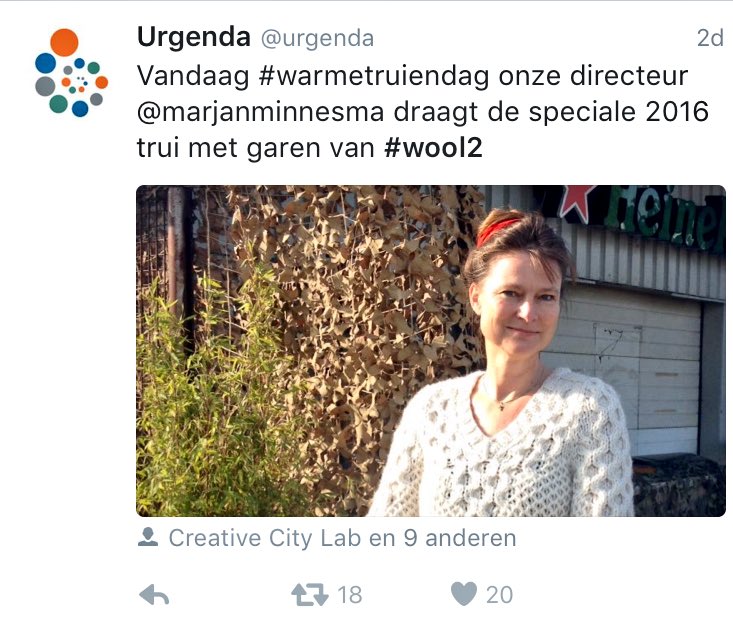 goodfibrations's tweet photo. #wool2=2 truien! @marjanminnesma droeg op @WarmeTruiendag oranje én wit @EllenMensink @duurzamemode @CreativeCityLab https://t.co/Ri0sWXKaOi
