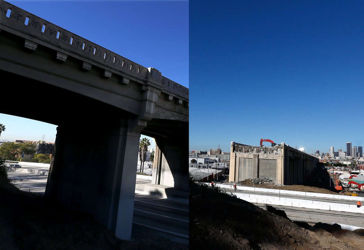 latimesphotos's tweet photo. See the 6th St. Bridge before and after demolition. #101SlowJam https://t.co/IObs13kwsw https://t.co/fWZjpAI85Y