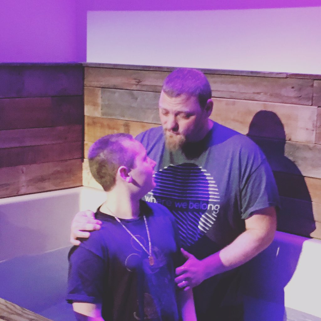 ScottHarris's tweet photo. Fathers baptizing children, husband baptizing wife, and more. Congratulations to the 10! #brooklake #baptism https://t.co/8rgH0ds6ZK