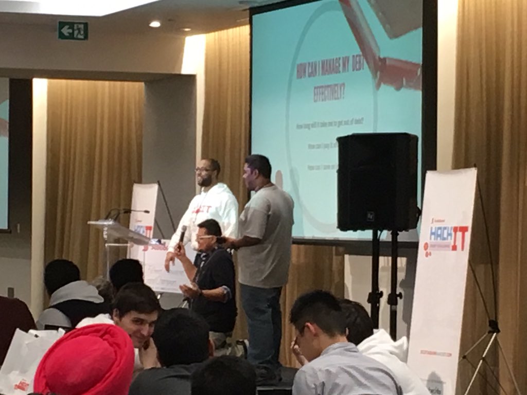 TimothyJWu's tweet photo. Team "Stranger Danger" presents #SCOTTY to help monitor spending to cut your debt. #ScotiabankHackIT @ScotiaHackIT https://t.co/S6rhdxITAT