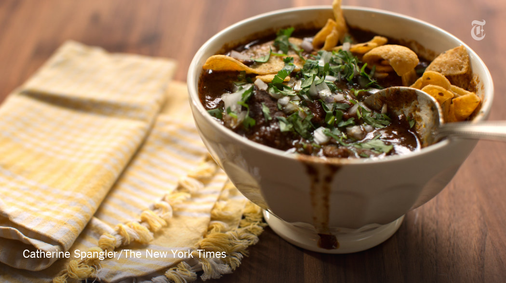 nytimes's tweet photo. Beer + chocolate = a super bowl of chili https://t.co/PKpIJfsiZ8 https://t.co/YWcGpEjT3F
