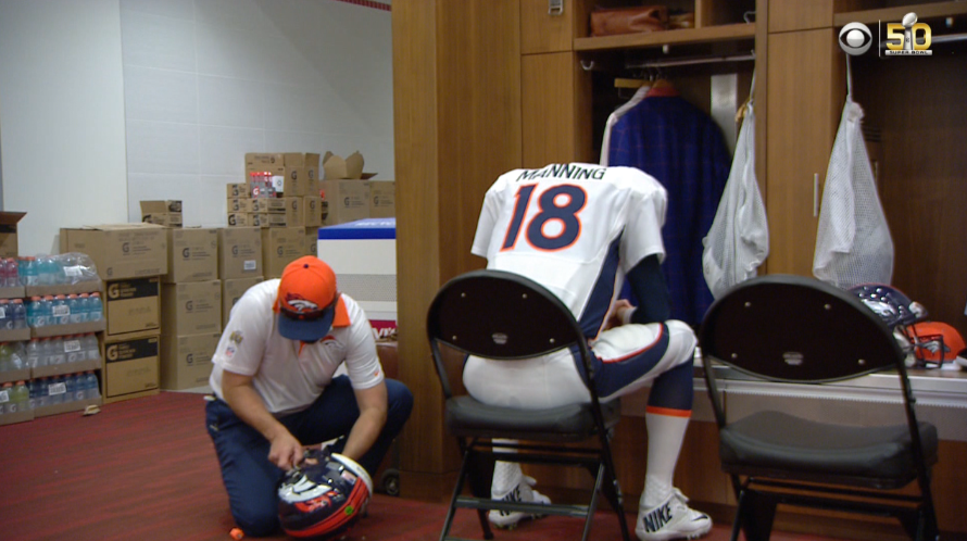 NFLonCBS's tweet image. Peyton collects his thoughts before one of the biggest games of his life.