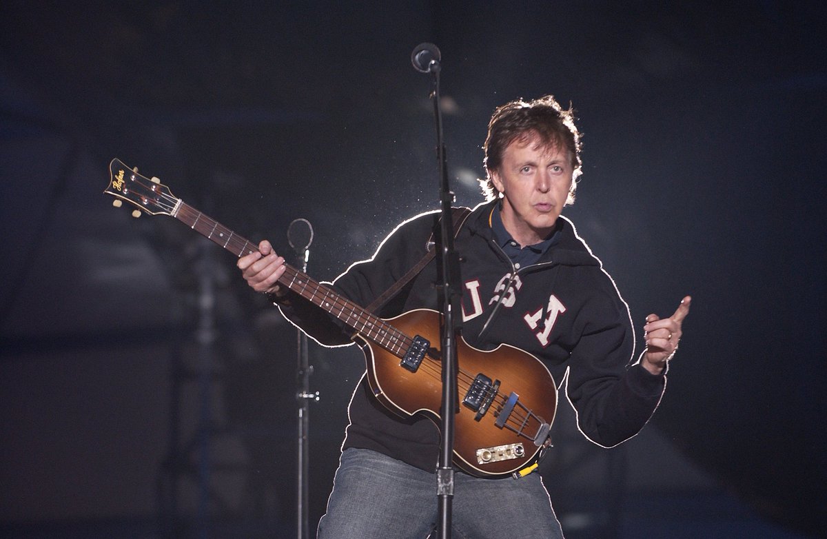 PaulMcCartney's tweet photo. Happy 50th! #SB50 #Broncos #Panthers Photo of Paul from 2005 halftime rehearsals. Who are you cheering on tonight? https://t.co/VXB7kMnBoc