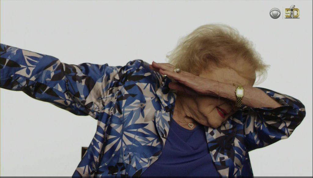 BleacherReport's tweet photo. VIDEO: Betty White dabs in #SB50 opening segment https://t.co/AOVNiPbDDo https://t.co/GJYenCaNvi