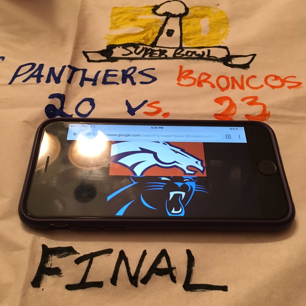 bmoc101's tweet photo. My #SB50 Pick: #Panthers 20 #Broncos 23 FINAL. https://t.co/DasjXEIblU