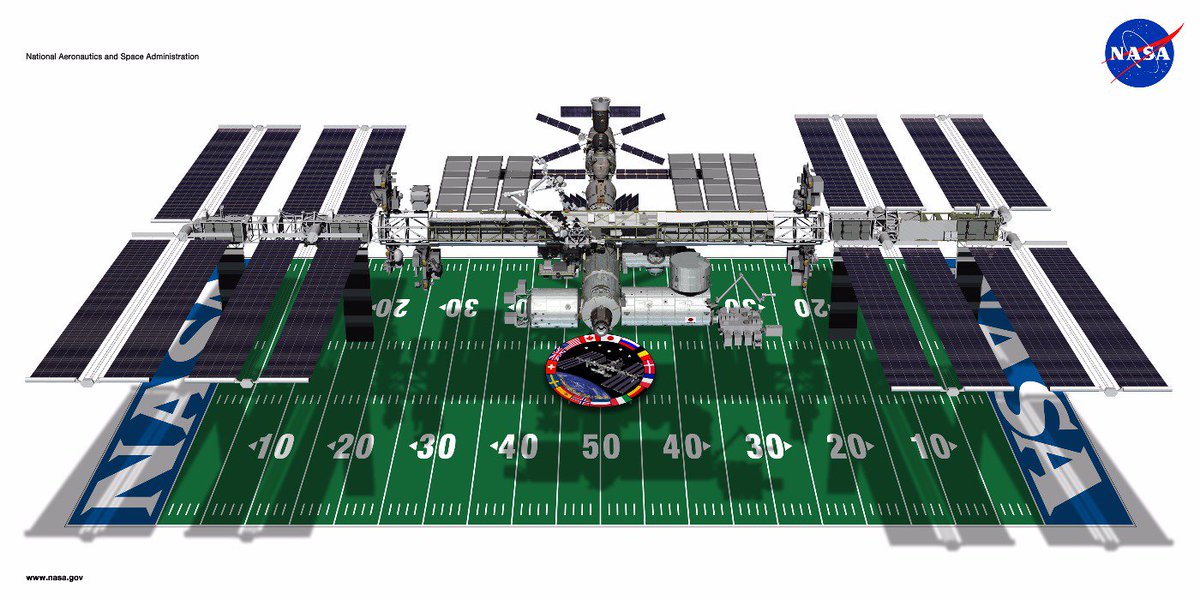 RakeshKhanna001's tweet photo. Did you know that the #ISS is as big as a #football field? That's an amazing feet of #engnieering #SuperBowl50 #NASA https://t.co/Vu7MiVWd4n