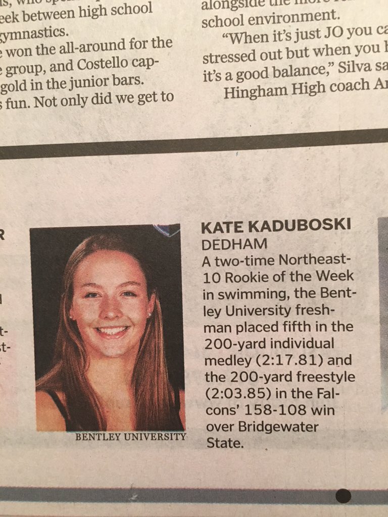Look who is a BIG DEAL! @katekaduboski making DHS proud! #keepswimming