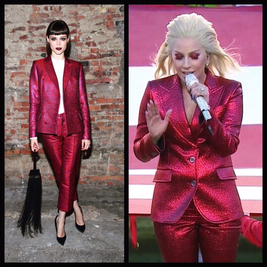 cocorocha's tweet photo. Great minds think alike! @ladygaga @CSiriano #Superbowl50 https://t.co/lATdO1aIAk
