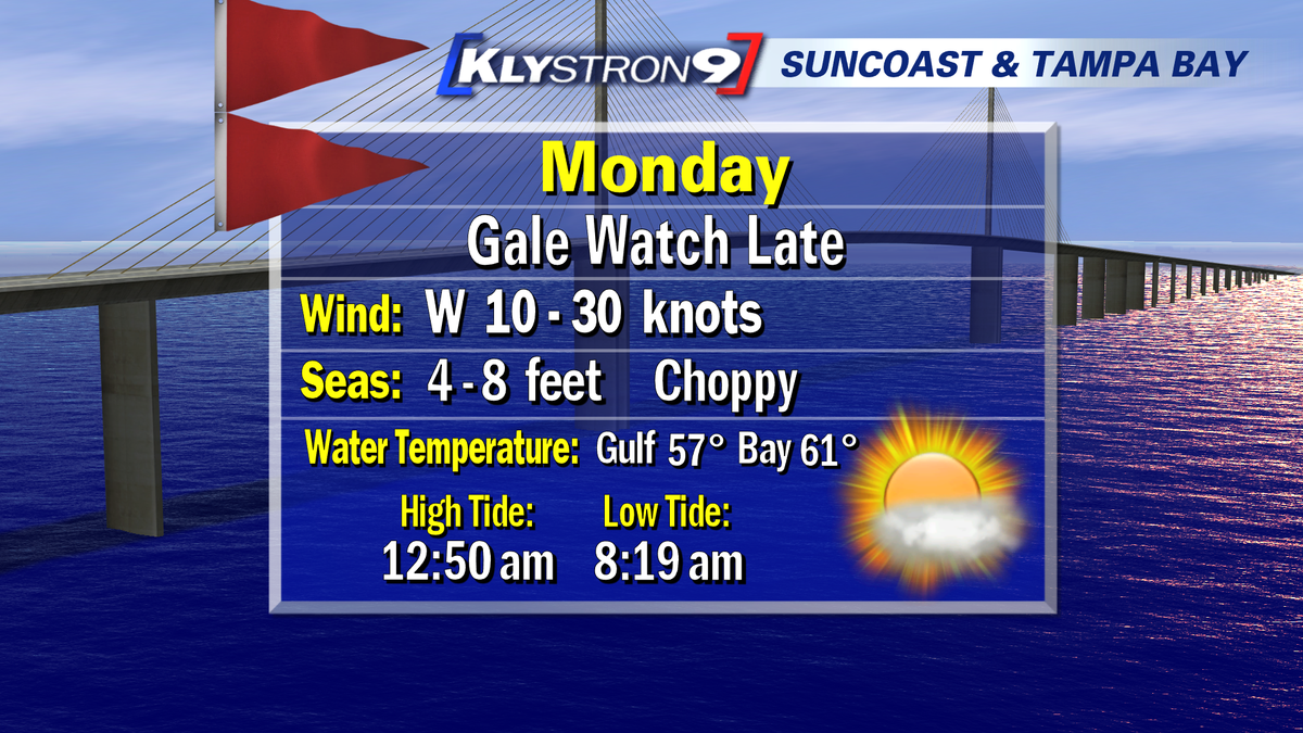 bn9weather's tweet photo. Diane Kacmarik: #Boating conditions get worse by Monday late afternoon. #GaleWatch in the #Gulf. #BayNews9 https://t.co/wCfd1lo3sF